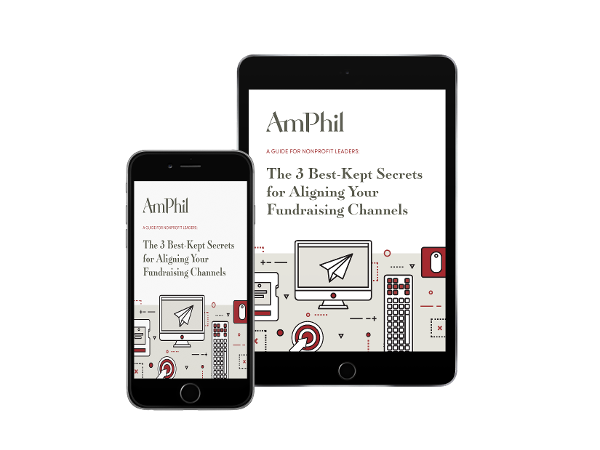 A phone and a tablet opened with Amphil download of 3 Best-Kept Secrets for Aligning Your Fundraising Channels